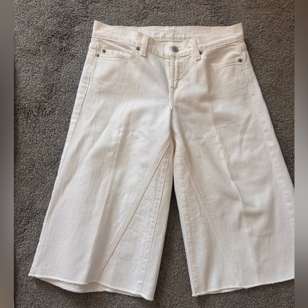 7 For All Mankind Ivory Denim Shorts